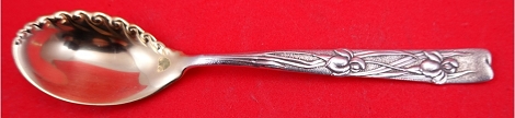 Sorbet Spoon GW  ruffled  w/ iris motif  5 1/4